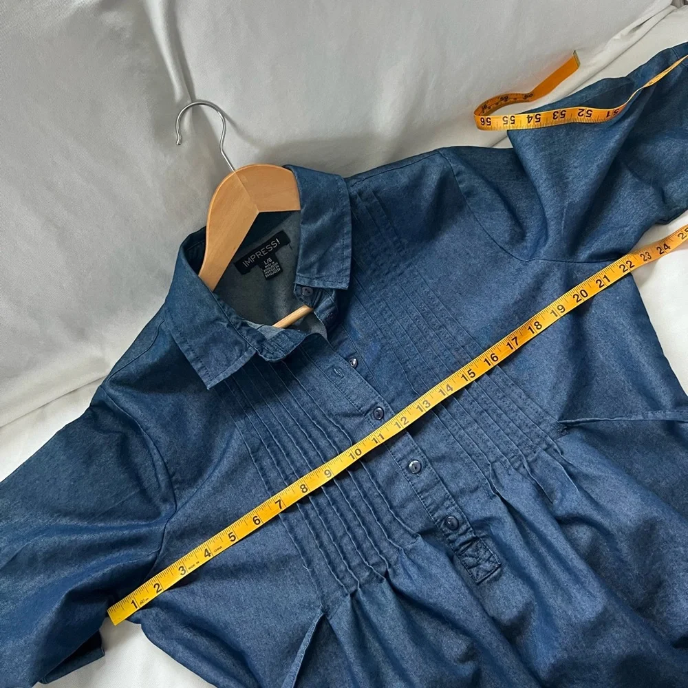 imPRESS Indigo Cotton Pleated Shirt - Picture 2 of 11